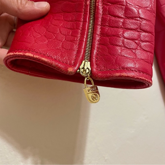 St. John Sport by Marie Gray Red Leather Jacket, Sz M - Picture 12 of 15